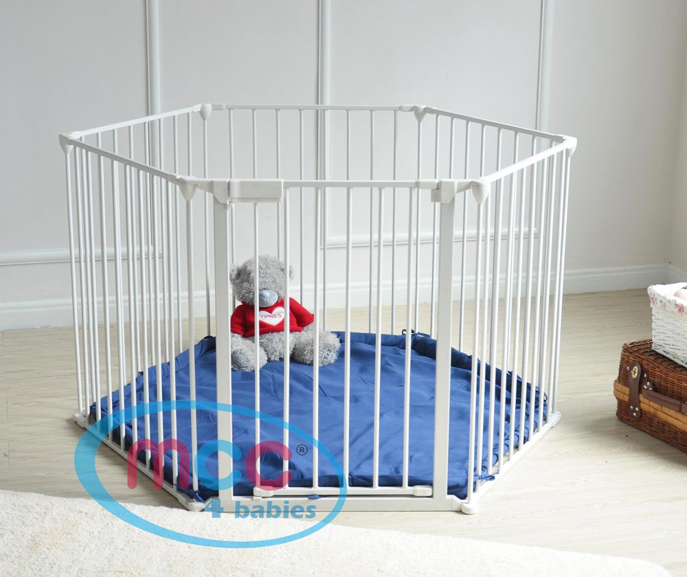 MCC 6 Sided Metal Baby Playpen Fire Guard Room Divider with Padded Base